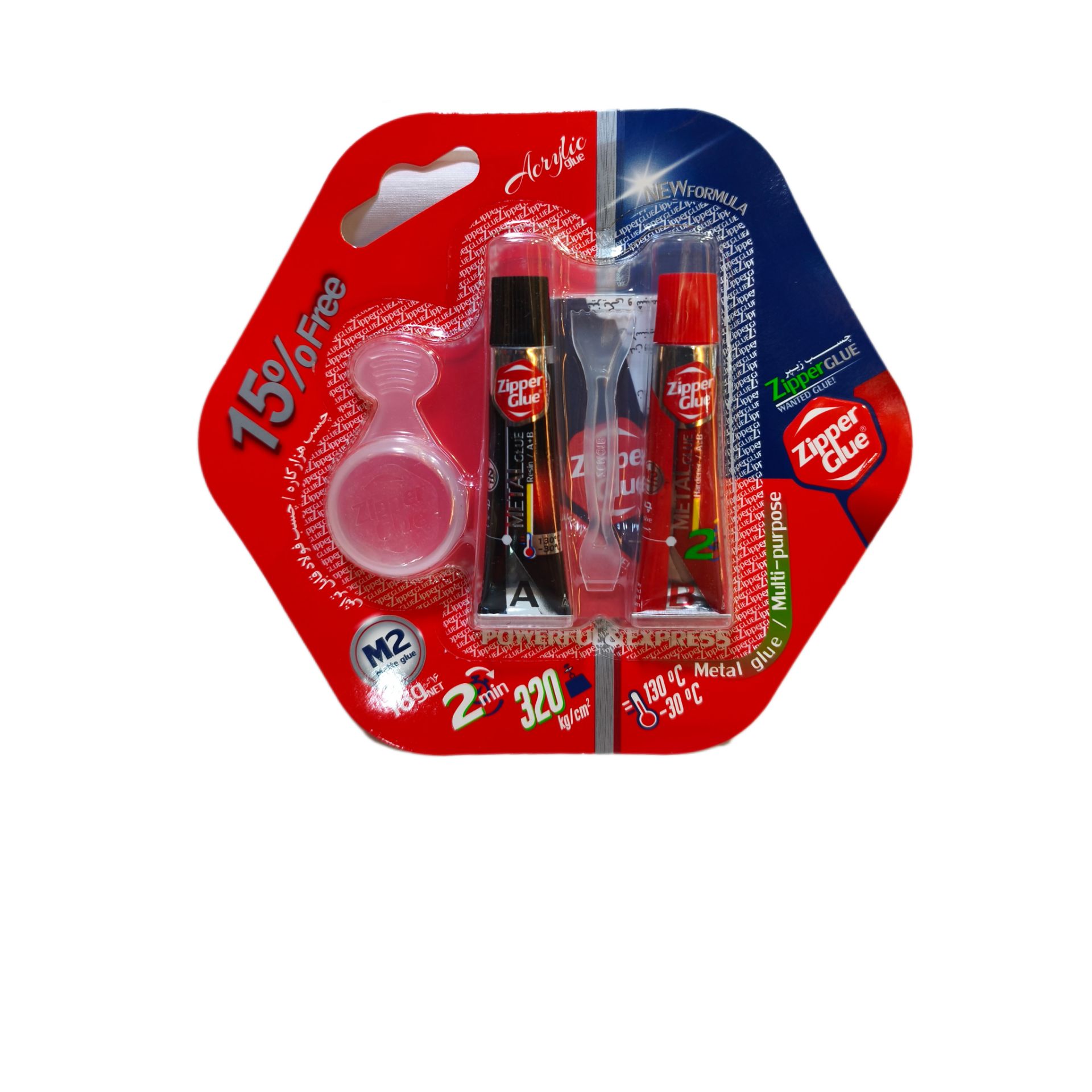 چسب دوقلو 16 گرم شفاف زیپر